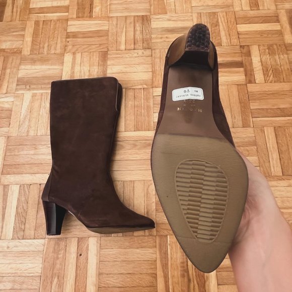 Vintage Suede Boots, Size 7, Brown - Picture 5 of 5